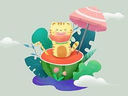 吃瓜鸭鸭插画,趣味横生的视觉盛宴